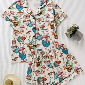 Colorful Mushroom Print Pajamas